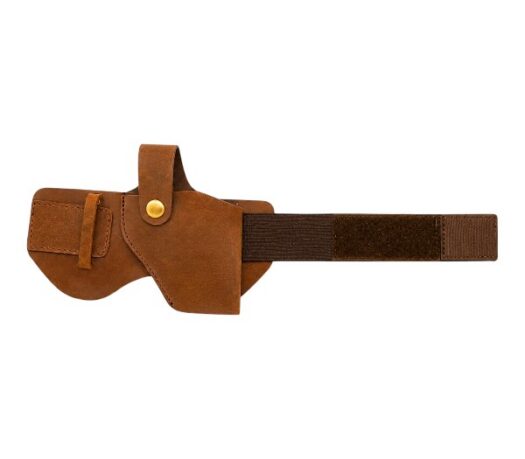 Leather pistol holder with elastic strap