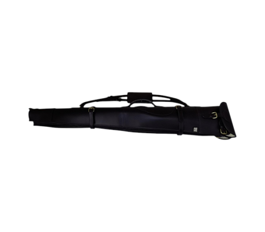 Dark brown double leather rifle case with dual compartments