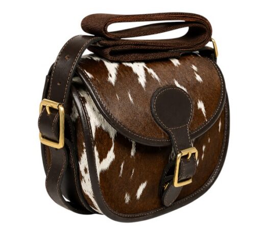 Cowhide leather cartridge bag with adjustable shoulder strap