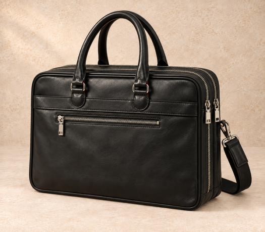 Black two-compartment business case AIL-BUB-0021, shown from a front three-quarter angle