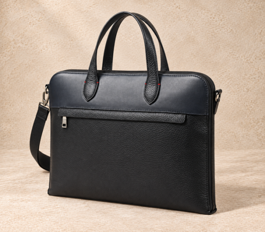 Slim black mixed-finish business portfolio AIL-BUB-0027, shown from a near-front angle