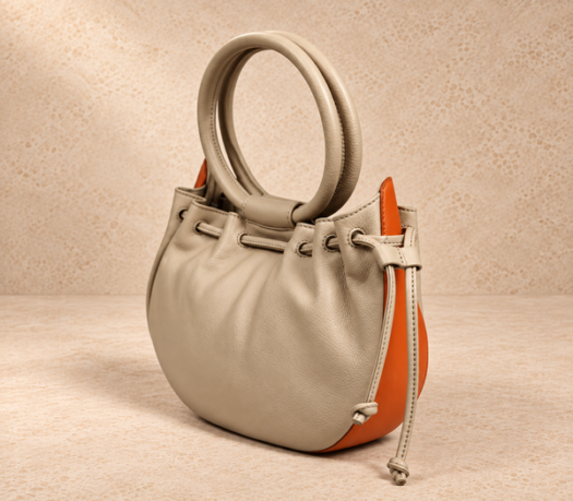 Taupe bucket handbag AIL-HB-0007 shown from a front angled view