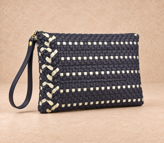 Navy woven clutch bag AIL-HB-0026 shown from the front
