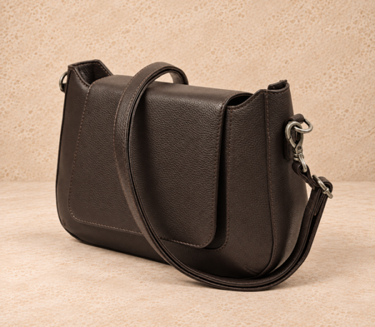 Dark brown pebbled crossbody bag AIL-HB-0053 shown from a front angled view