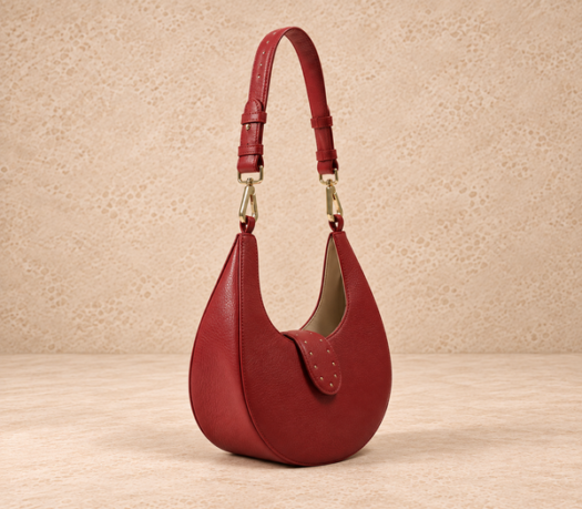 Red teardrop hobo bag AIL-HB-0068 shown from a front angled view