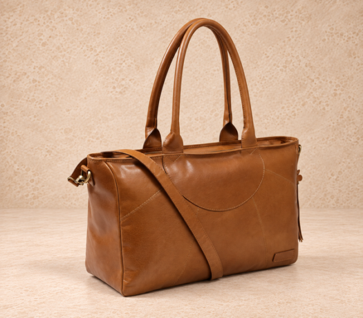 Cognac structured tote bag AIL-HB-0091 shown from a front angled view
