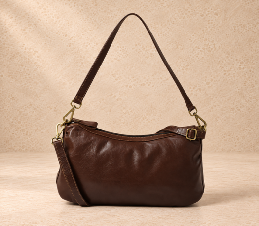 Dark brown soft hobo bag AIL-HB-0101 shown from the front