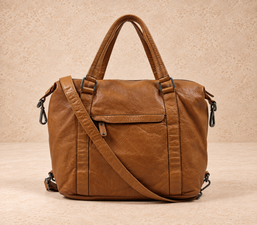 Tan structured tote handbag AIL-HB-0105 shown from the front