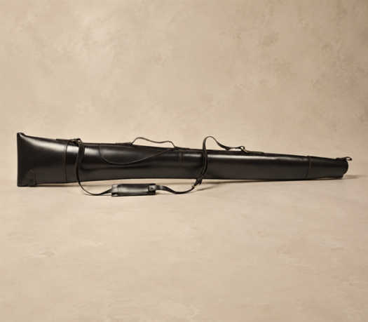 Dark Brown Leather Hunting Gun Case AIL-HP-0001 primary side view on warm limestone studio background