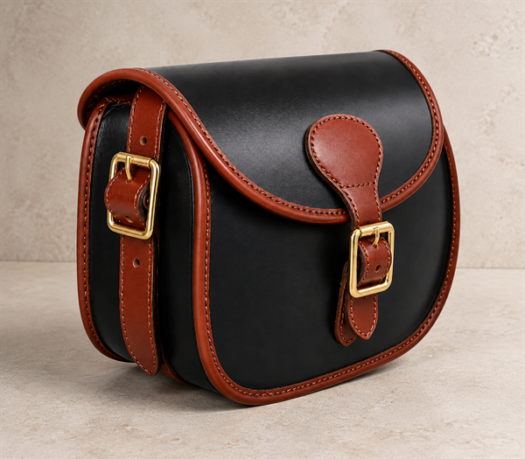 Black and Brown Hunting Cartridge Bag AIL-HP-0021 front three-quarter view on warm limestone studio background