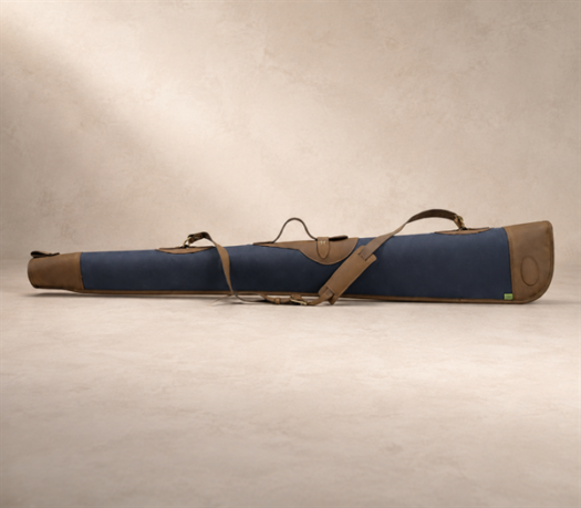 Navy and Brown Hunting Gun Case AIL-HP-0041 primary side view on warm limestone studio background