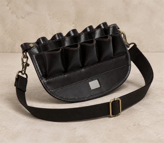 Black Hunting Cartridge Pouch AIL-HP-0063 front three-quarter view on warm limestone studio background