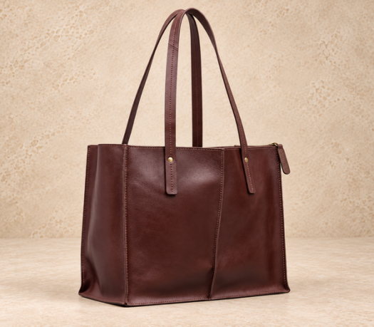 Burgundy smooth-leather shopper bag AIL-TOB-0046 shown from a front angled view